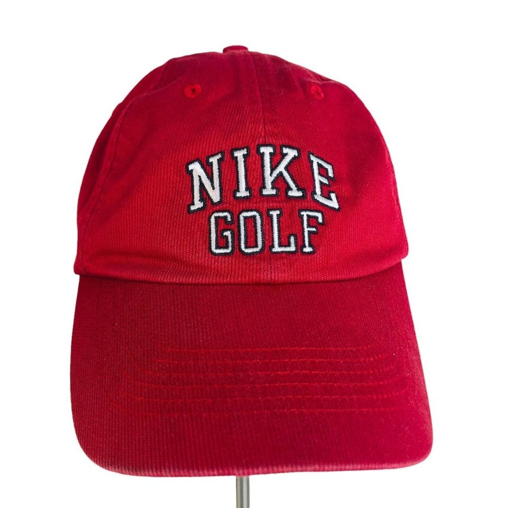 Nike Golf Hat Red Strapback Adjustable Cotton Cor… - image 2